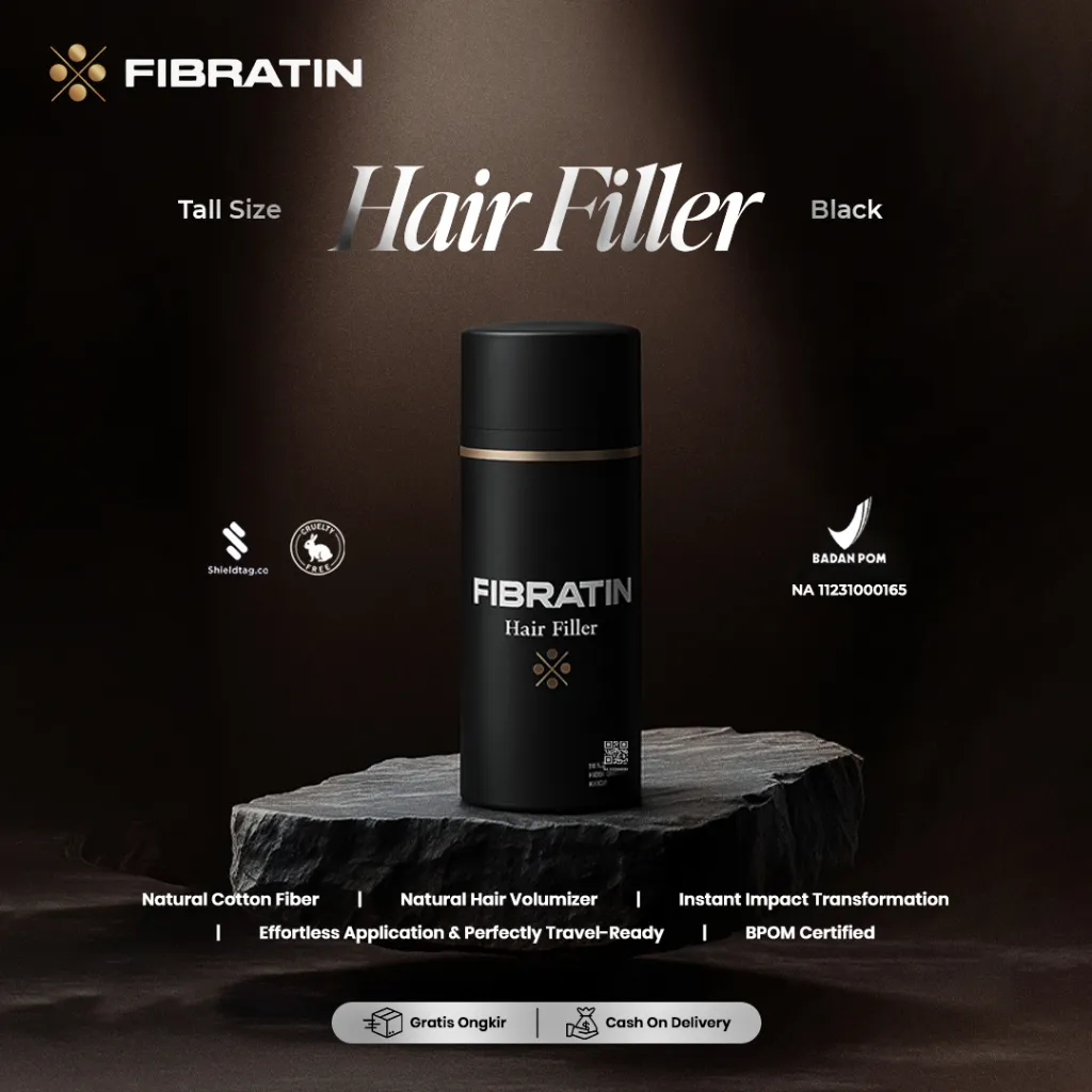 FIBRATIN Hair Filler Fiber Tall 25gr Penebal Rambut Instan Serat Kapas Alami Hair stylish Pria Wanita  BPOM Shieldtag Hologram