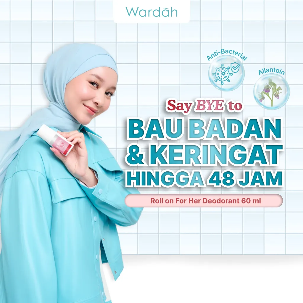 Wardah Roll On For Her 60 ml - Deodoran Halal Non Alkohol yang Mampu Mencegah Bau Badan Seharian - Nyaman di Kulit, Tidak Lengket dan Cepat Kering