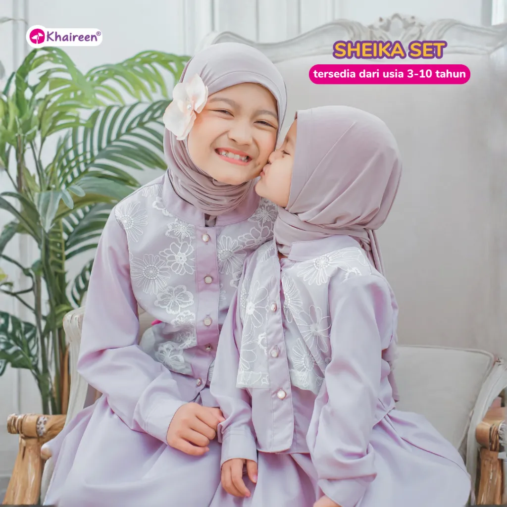 KHAIREEN Sheika Set Rok (3-10 Tahun) Setelan Rok Anak Perempuan One Set Rok Anak Perempuan