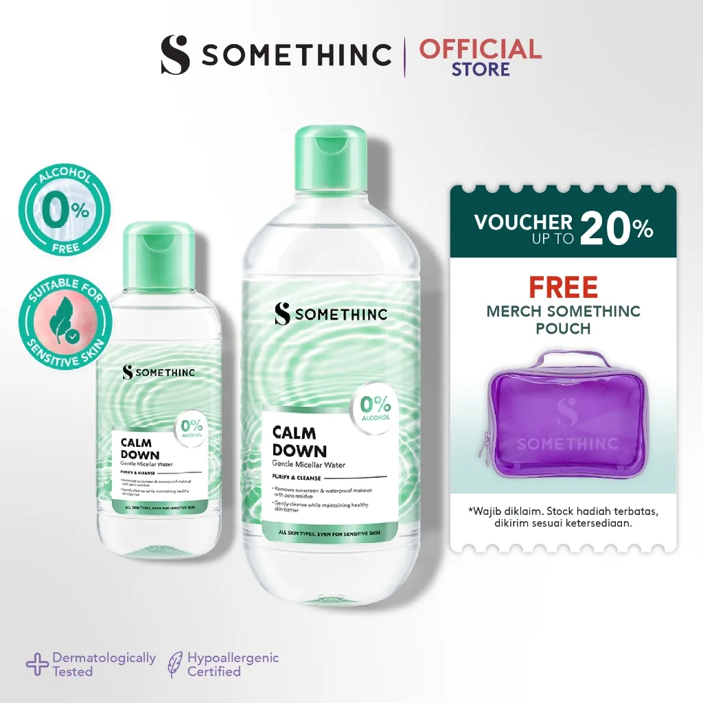SOMETHINC Calm Down Gentle Micellar Water  - Pembersih Makeup untuk Kulit Sensitif, Kulit Kemerahan, Micellar Water yang Tidak Merusak Skin Barrier, cocok untuk semua jenis kulit
