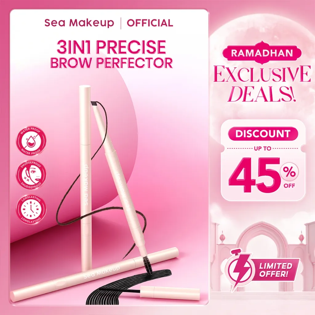 Sea Makeup Browshow Eyebrow Trio Kit 3in1 – Pensil Alis Segitiga, Spoolie, Browcara & Kuas Alis Eyebrow Waterproof Tahan Lama