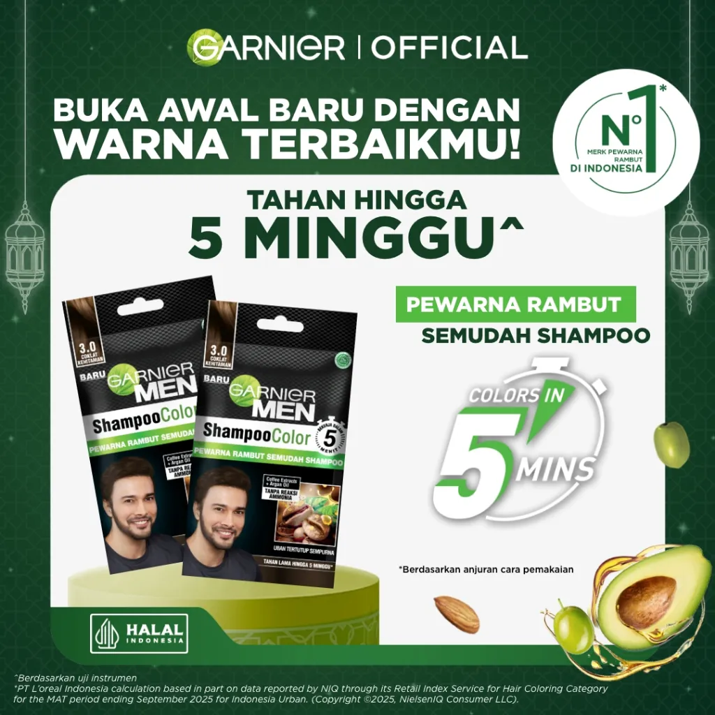 (PAKET HEMAT ISI 3) Garnier Men Shampoo Color Hair Color #3 Coklat Kehitaman - 20ml (Untuk Rambut Lebih Sehat Hingga 5 Minggu)