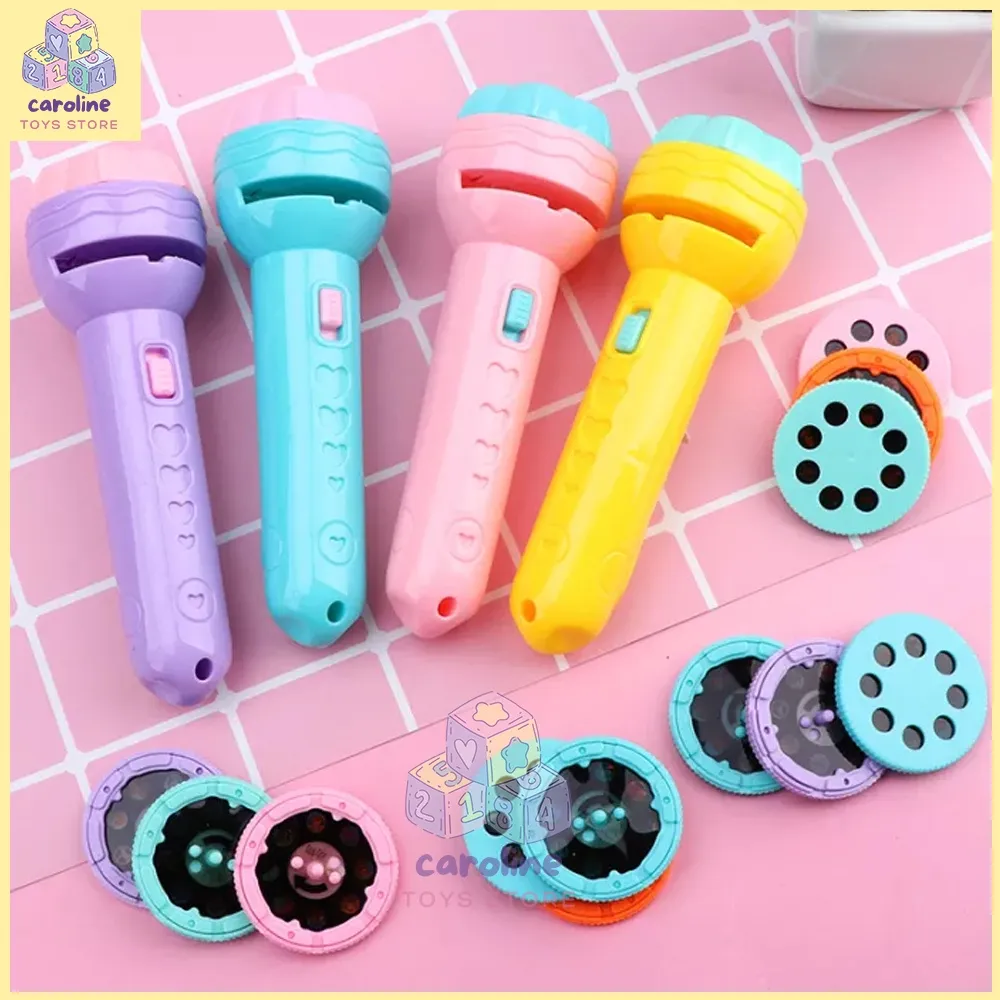 Mainan Edukasi Anak Senter Proyektor Gambar Karakter Lucu Fun Flashlight