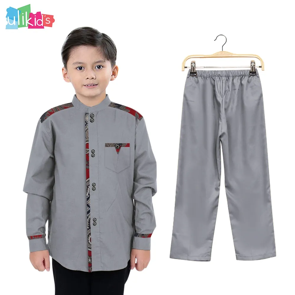 Ulikids Baju Setelan Koko Batik Kurta Pakistan Anak Laki-Laki  4 Tahun - 10 Tahun Lengan Panjang Terbaru 2022