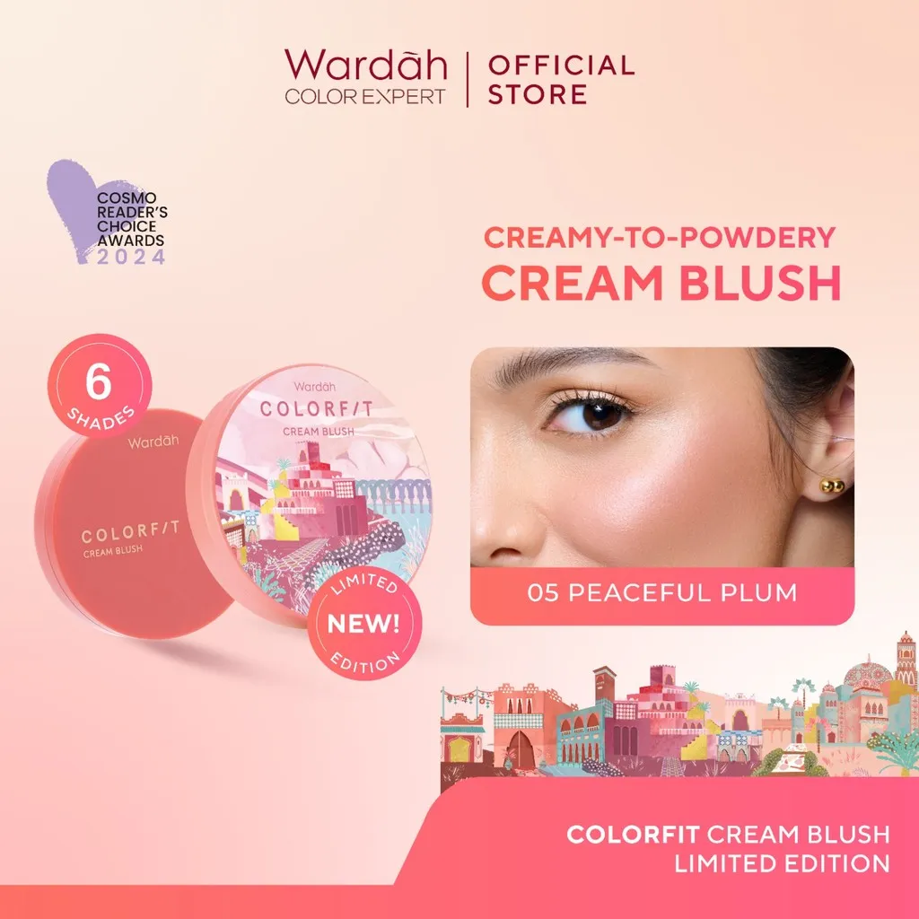 WARDAH Colorfit Cream Blush - Formula ringan dan teksturnya creamy - Makeup - Blush On - Liquid Blush - Blush On Cream Blush - Make Up - Blush On Cool Tone - Blush On Warm Tone - Blush On Wardah
