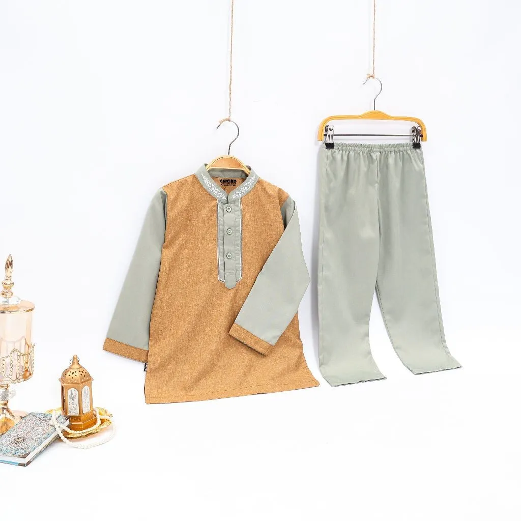 Chiciko - Setelan Koko Anak Laki-Laki Full Bordir Lengan Panjang Usia 1-14 Tahun Bahan Madinah Adem