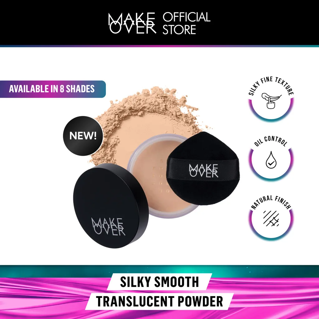 MAKE OVER Silky Smooth Translucent Powder - Bedak Tabur Loose Powder Lembut Ringan Oil Control Menghaluskan Makeup Natural Non-Comedogenic BEST SELLER