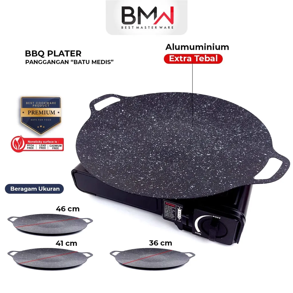 BMW Kitchen Ware  - Alat Pemanggang Tempat Panggangan Bulat BBQ Piring Pemanggang Baja