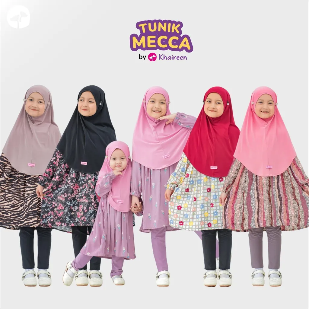 KHAIREEN Tunik Mecca (0-10 Tahun) Tunik Anak Set Hijab Setelan Anak Rayon Adem