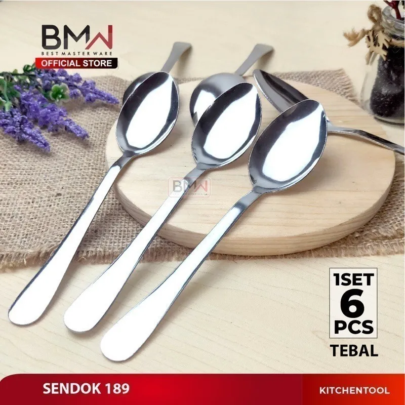 BMW Kitchenware - Sendok Garpu Makan Stainless steel Tebal Motif Polos Sendok Hotel Tebal Alat Makan