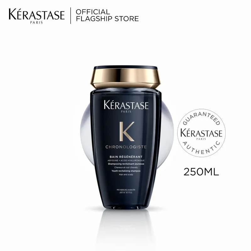 Kerastase Chronologiste Bain Regenerant 250ml Anti Aging Shampoo - Shampoo untuk Rambut Rapuh & Kusam - Mengandung Hyaluronic Acid
