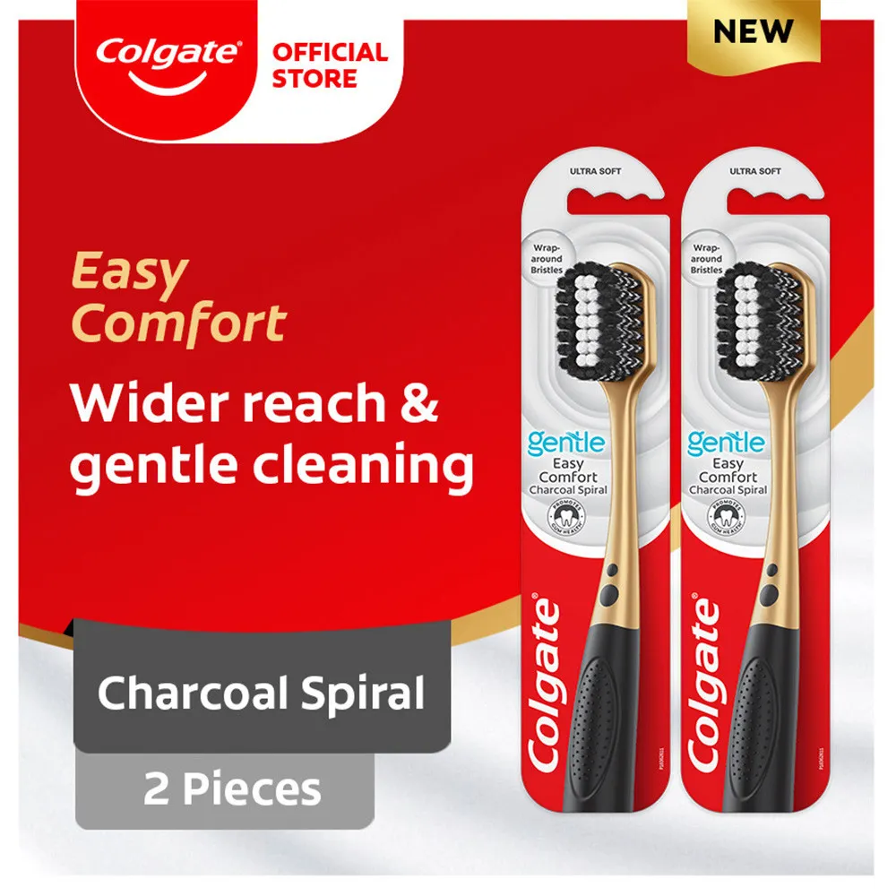 Colgate Easy Comfort Charcoal Spiral Toothbrush - Sikat Gigi (2pcs)