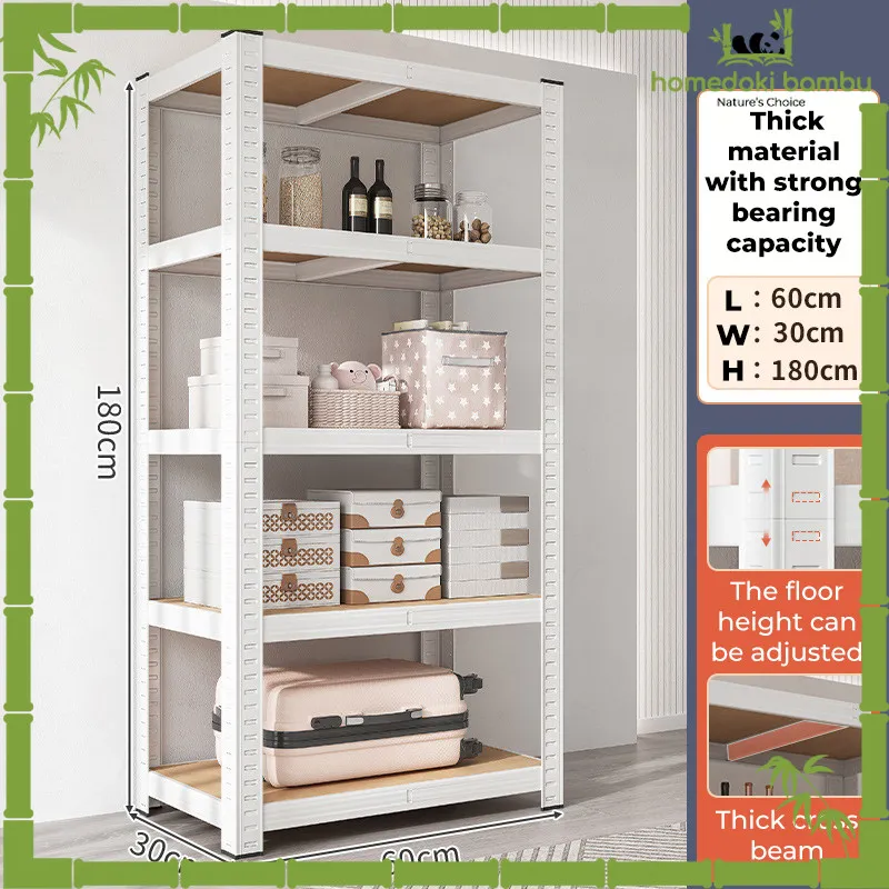 Homedoki Bambu - Rak penyimpanan 5 tingkat / 5 susun Rak gudang Serbaguna Rak/ lemari dapur serbaguna