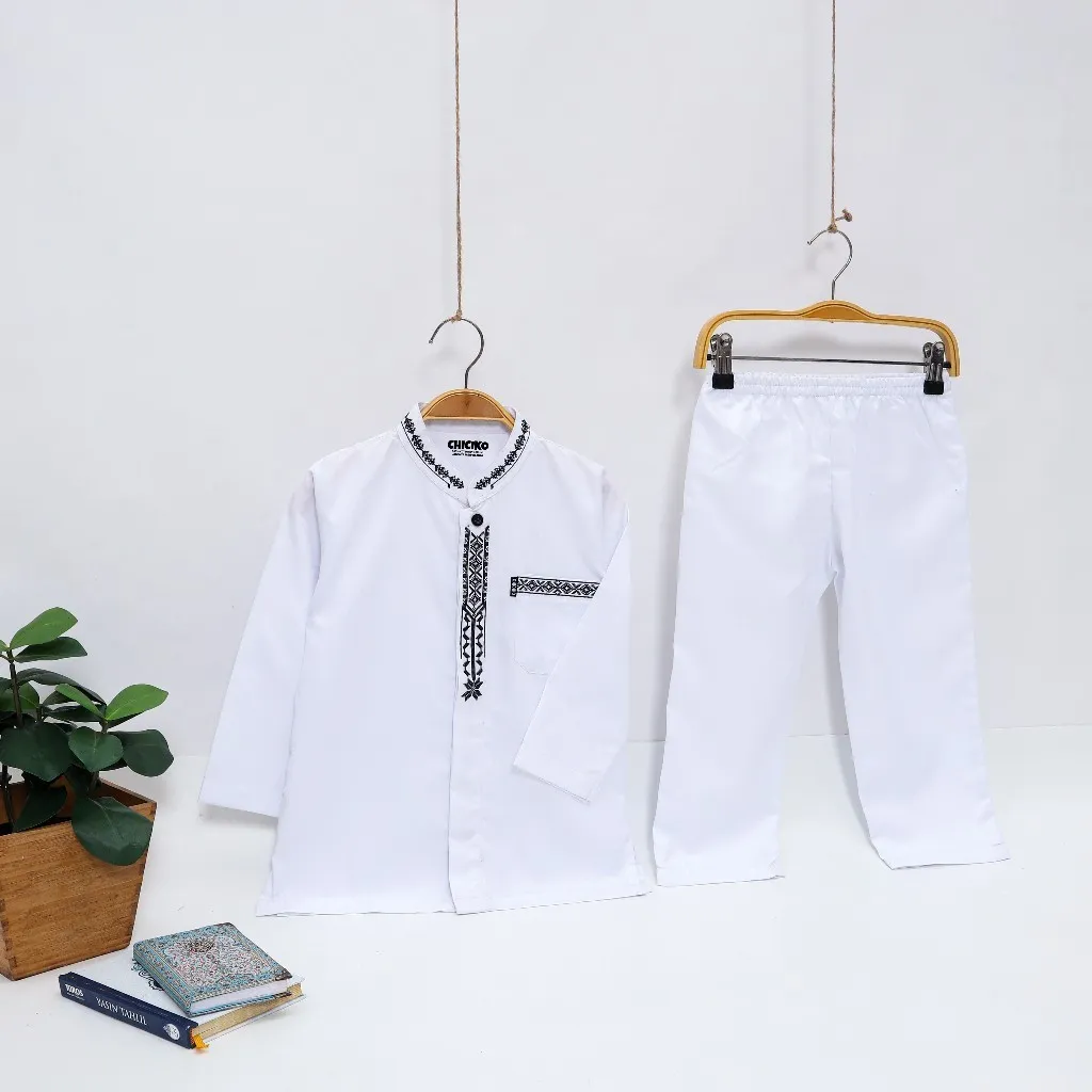 Chiciko Setelan Koko Anak Laki Laki Usia 1 Sampai 14 Tahun Matt Bordir Lengan Panjang Spesial