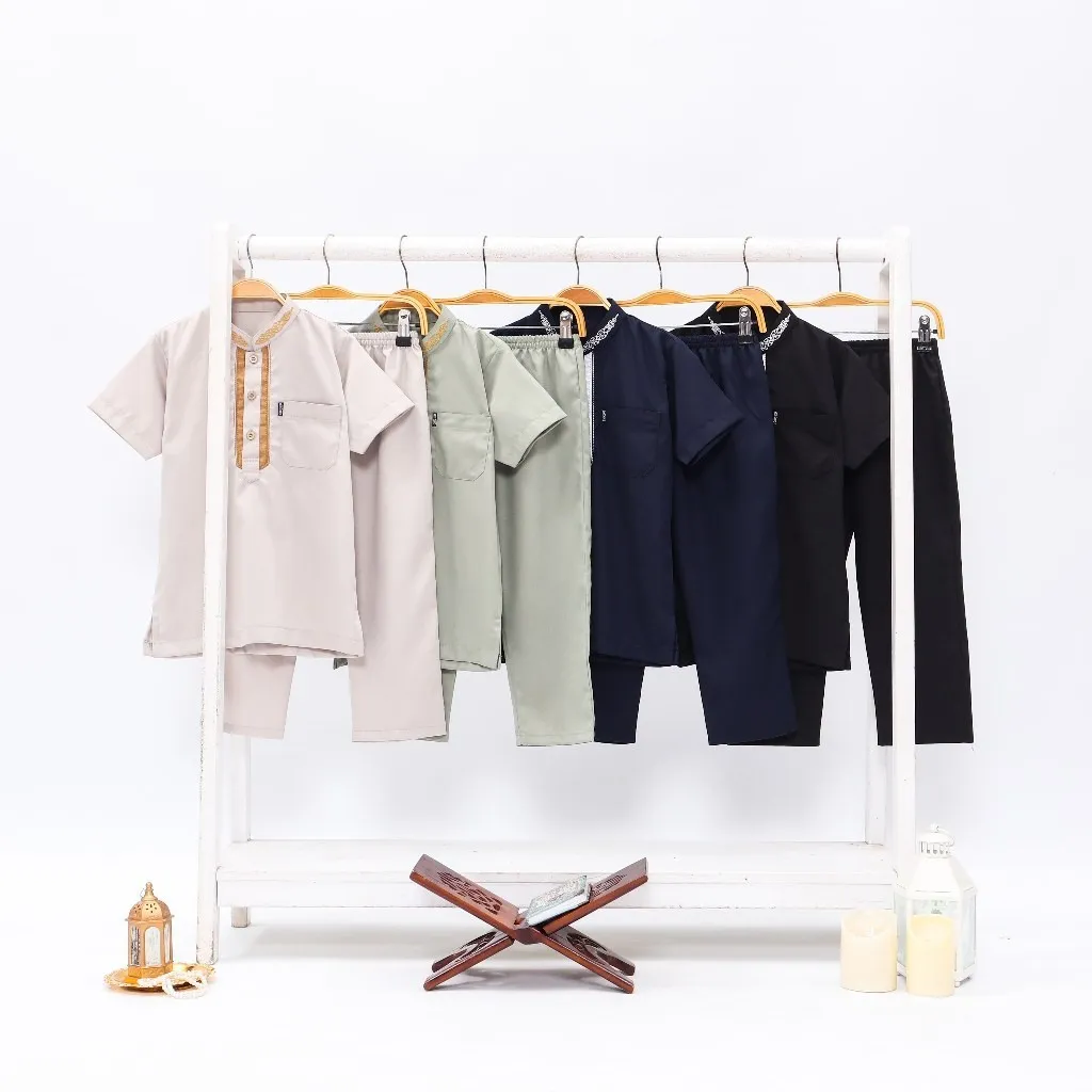 Chiciko - Setelan Koko Anak Laki Laki Lengan Pendek Aplikasi Bordir Bahan Katun Toyobo