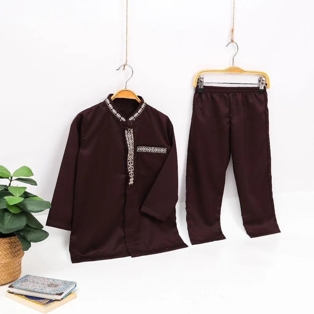 Chiciko Setelan Koko Anak Laki Laki Usia 1 Sampai 14 Tahun Matt Bordir Lengan Panjang