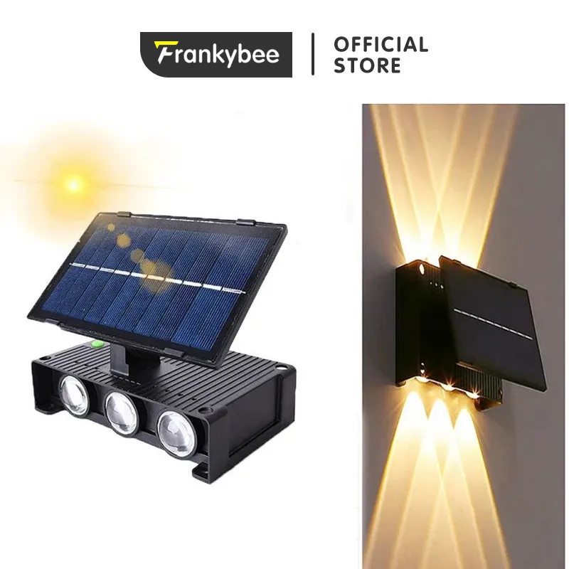 Frankybee LED Solar Wall Lamp Outdoor Rainproof Water Garden Courtyard Intelligent Light Control Lamp Outdoor Lighting Wall Washing Lamp