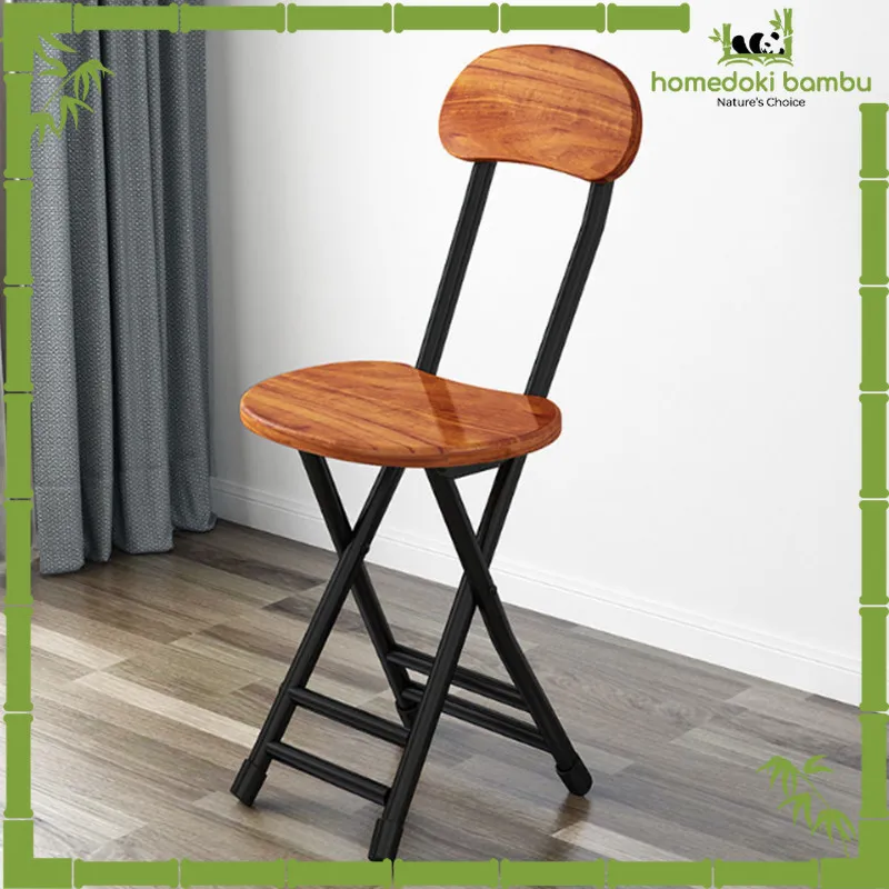 Homedoki Bambu -  Kursi Lipat  Portable  Kayu/Kursi Lipat / Bangku Lipat / Bangku Lipat Portable / Kursi Makan Lipat / Kursi Makan Kayu / Bangku Kayu / Kursi Kayu Minimalis