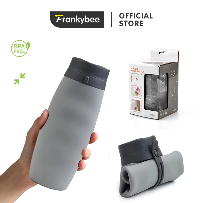 600ml Botol Lipat Silikon Olahraga Portabel Cangkir Lipat Silikon Multifunctional Silicone Creative Folding Cups