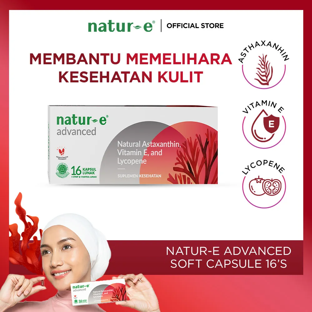 Natur-E Advanced Soft Capsule 16s/32s - Suplemen Kecantikan Vitamin E dan Natur E Astaxanthin - Membantu Memelihara Kesehatan Kulit