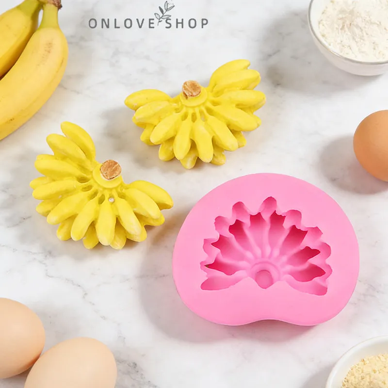 3D Banana Bunch Silicone Mold Food Grade Baking Tool untuk Kue Jelly Mousse Dekorasi Makanan Penutup ONLOVE