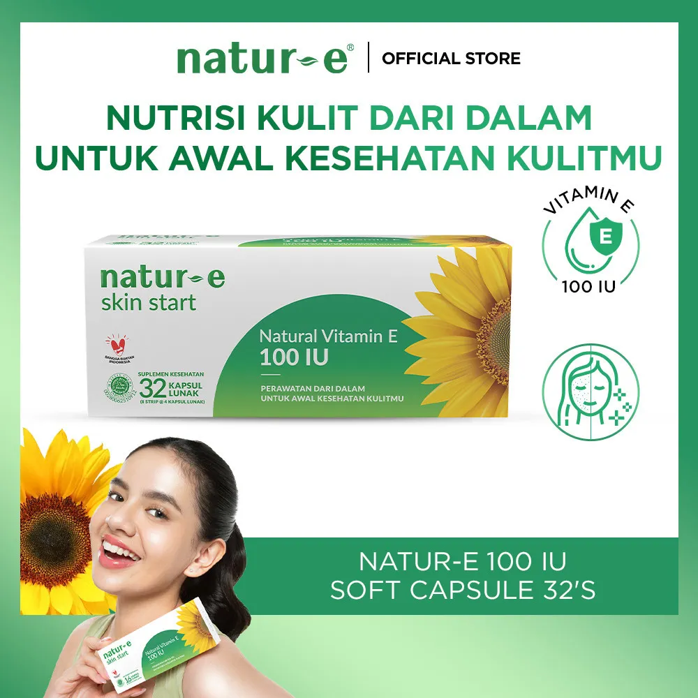Natur-E Skin Start Natural Vitamin E 100 IU 32s - Soft Capsule Dengan Vitamin E 100 IU - Membantu Menjaga Kesehatan Kulit dari Dalam