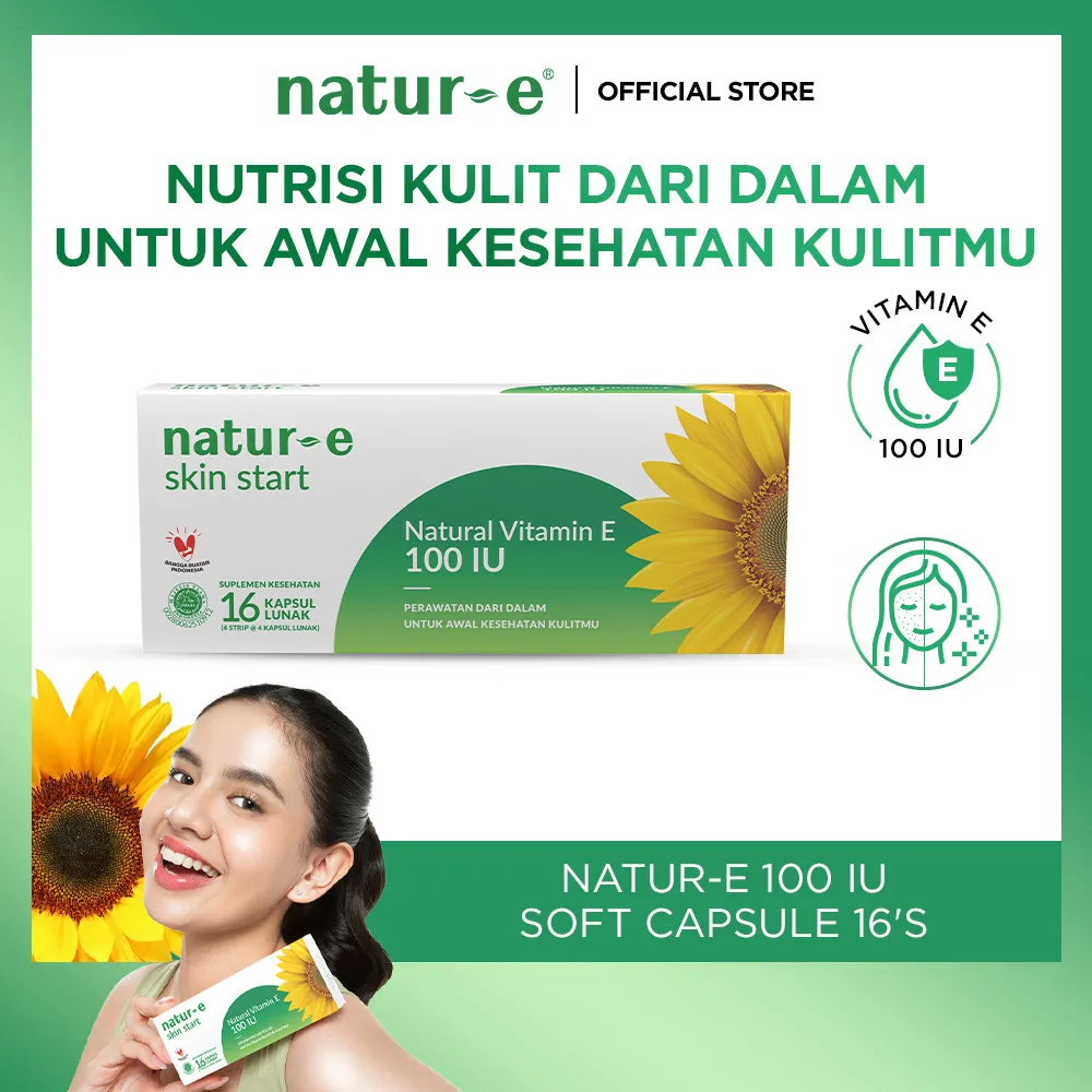Natur-E Soft Capsule Skin Start 100 IU 16s/32s - Soft Capsule untuk Menjaga Kesehatan Kulit dengan Vitamin E 100 IU - Nutrisi Kulit dari Dalam Untuk Awal Kesehatan Kulitmu