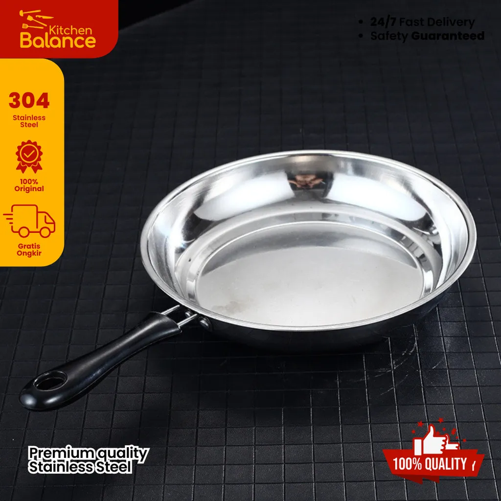 Kitchen Balance Teflon Stainless Steel Wajan Datar Teflon Tidak Lengket AH643