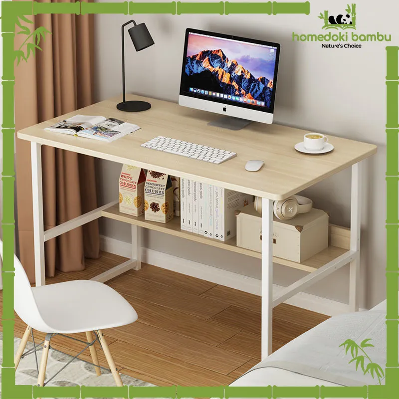 Homedoki Bambu - Meja belajar Minimalis/ Meja Komputer / Meja Gaming / Meja Kantor / Meja Rias Panjang / Meja Kamar Tidur Sederhana