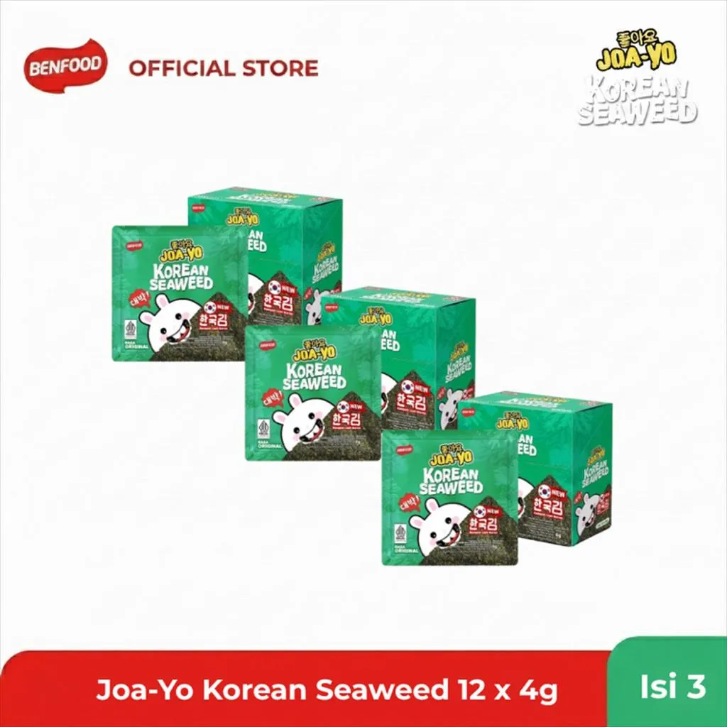 [Paket Isi 3] JOA-YO Korean Seaweed Rumput Laut Original 12x4g