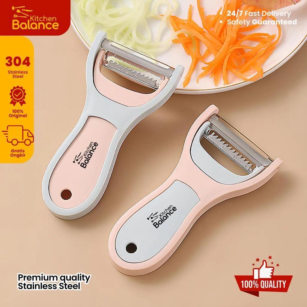 Kitchen Balance Pisau Pengupas Buah dan Sayuran 2in1 Stainless Steel Peeler 960