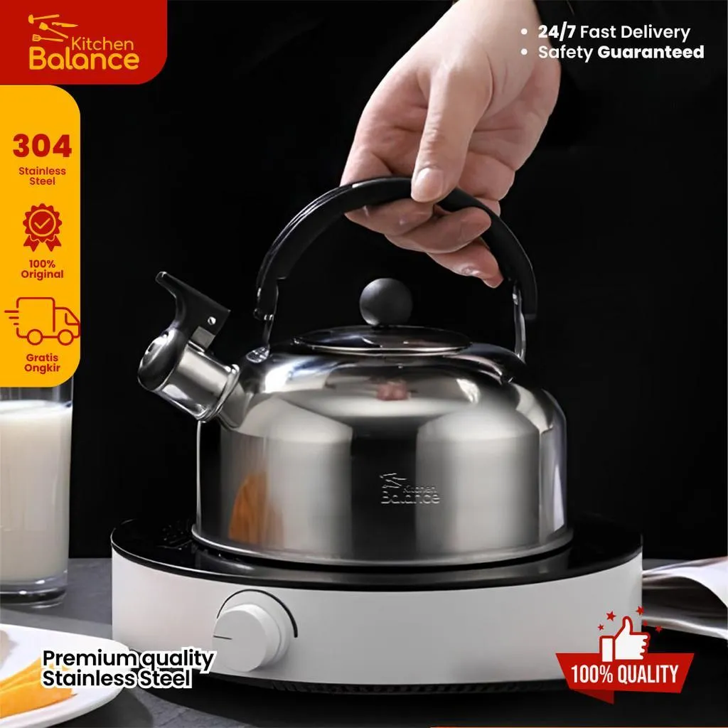 Kitchen Balance Teko Air Stainless Steel 3L dengan Peluit Ketel SH03