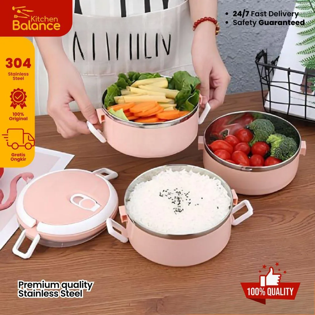 Kitchen Balance Rantang Stainless Steel Kotak Makan 3 Susun 364-1-1