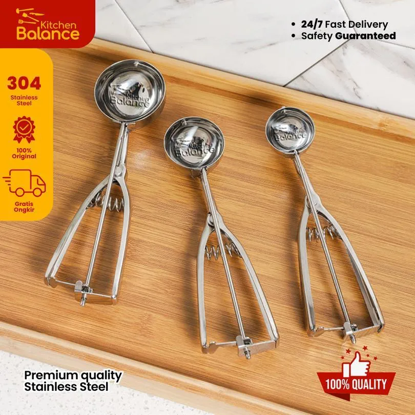 Kitchen Balance Scoop Ice Cream Stainless Steel Sekop Es Krim Anti Karat 252
