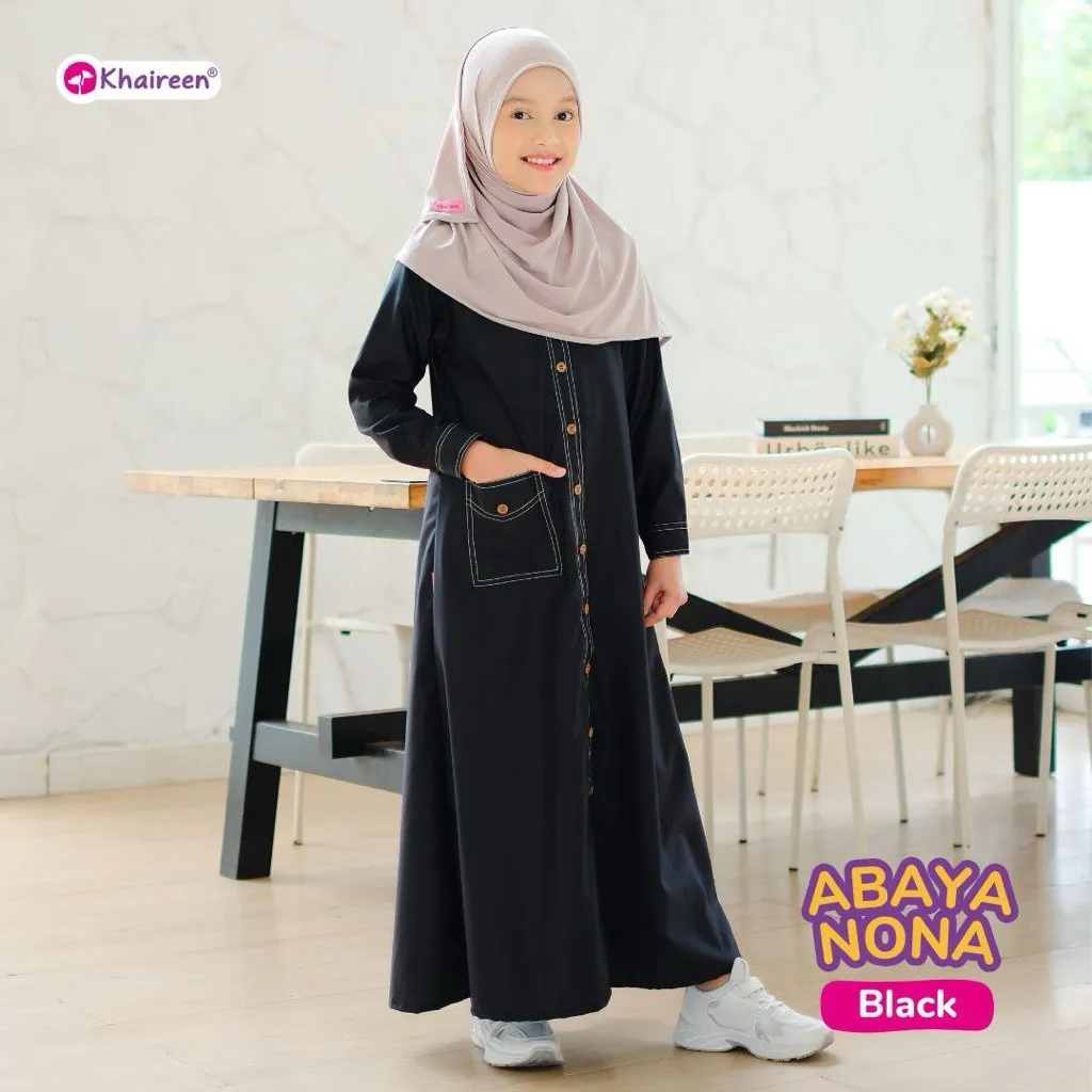 KHAIREEN Abaya Nona Gamis Katun Toyobo Polos Anak Remaja Tanggung 3-14 tahun Syari Terbaru
