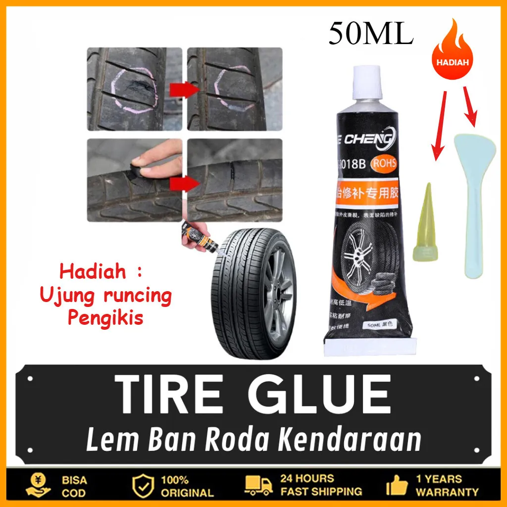 50ml  Lem Ban Hitam Roda Kendaraan- Lem Ban Roda Kendaraan 50ml - Car Tire Repair Glue Adhesive COD