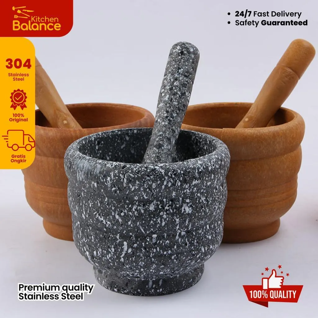 Kitchen Balance Ulekan Mortar Kecil Cocok Untuk Bumbu Kering Kayu Kuat DJ01 DJ02