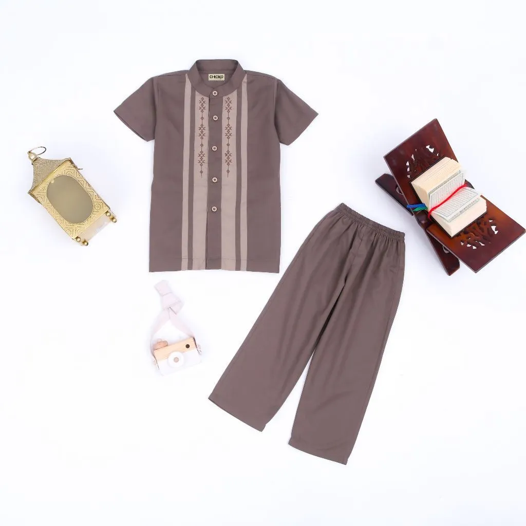 Chiciko - Baju Muslim Koko Anak Laki-Laki Full Bordir Lengan Pendek Usia 1-14 Tahun Matt Toyobo