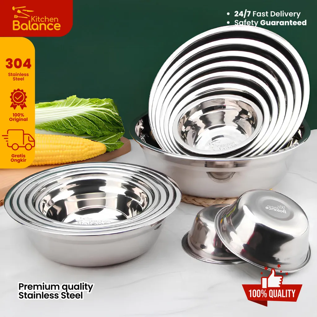 Kitchen Balance Baskom Stainless Steel  Wadah Sayur Buah Adonan WS110