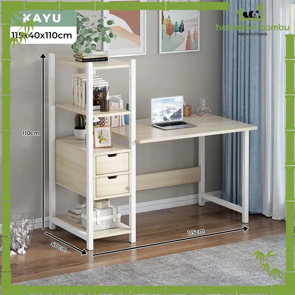 Homedoki Bambu - Meja Komputer Minimalis/Meja belajar/Meja kerja/ Meja Gaming/Meja Kantor