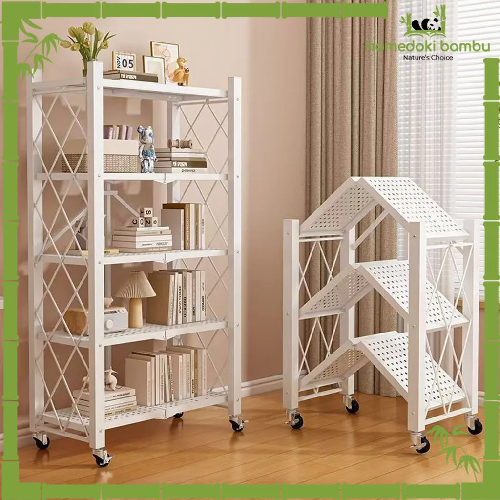 Homedoki Bambu - Rak Besi Lipat/Rak Sunsun Besi/Rak Besi Siku 5 Susun/Rak Besi Susun 5 Tingkat