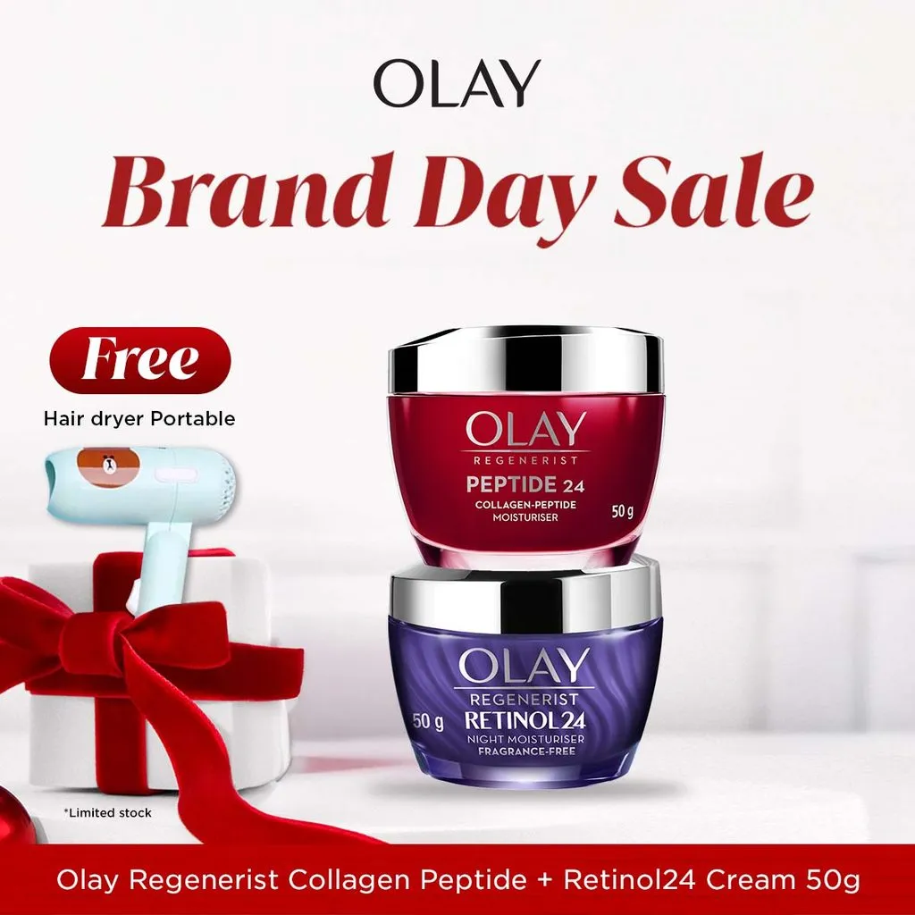 Olay Regenerist Collagen Peptide24 Day Cream 50gr + Regenerist Retinol24 Night Cream 50gr Antiaging Tandem