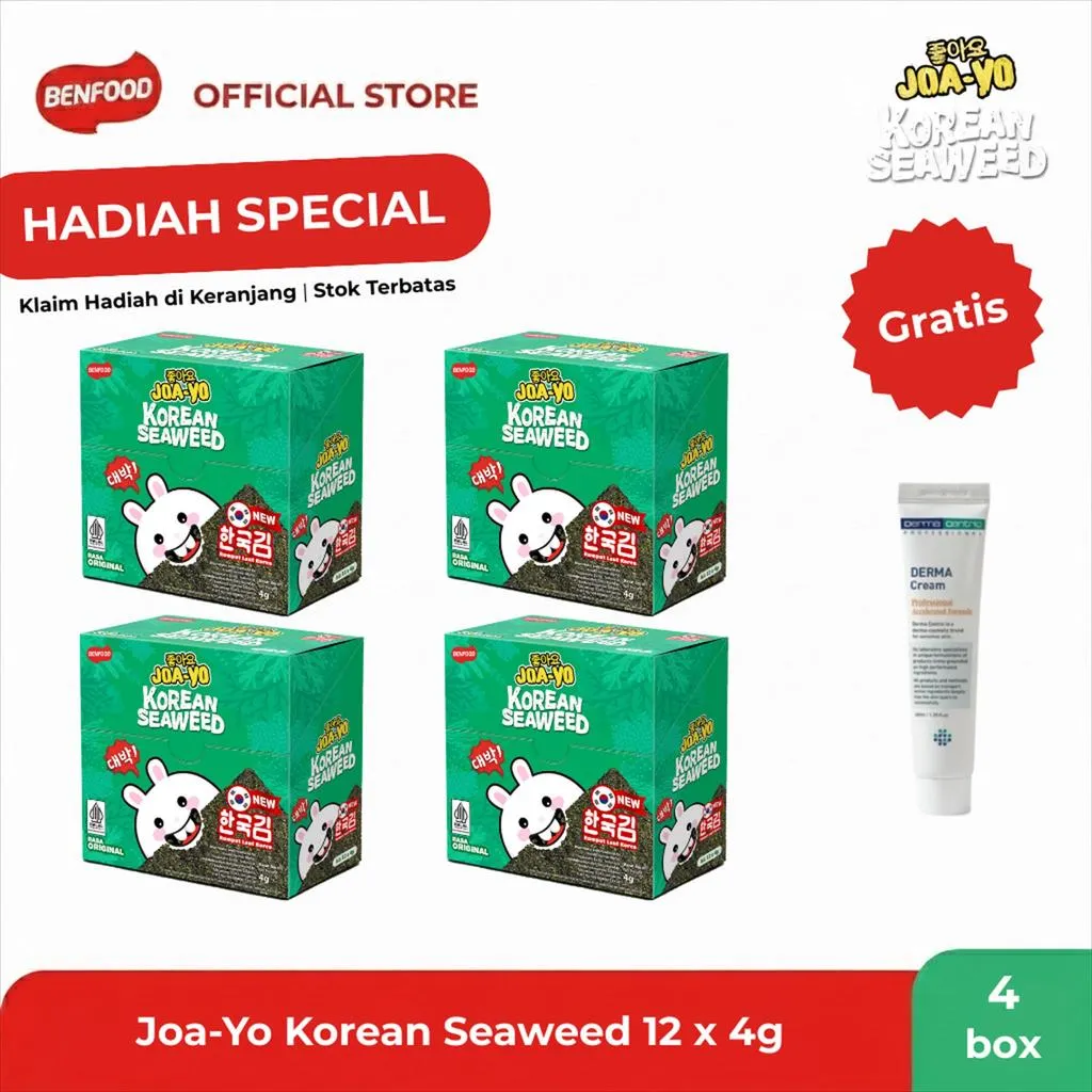 [Paket Hemat Isi 4] JOA-YO Korean Seaweed Rumput Laut Ori 12x4g