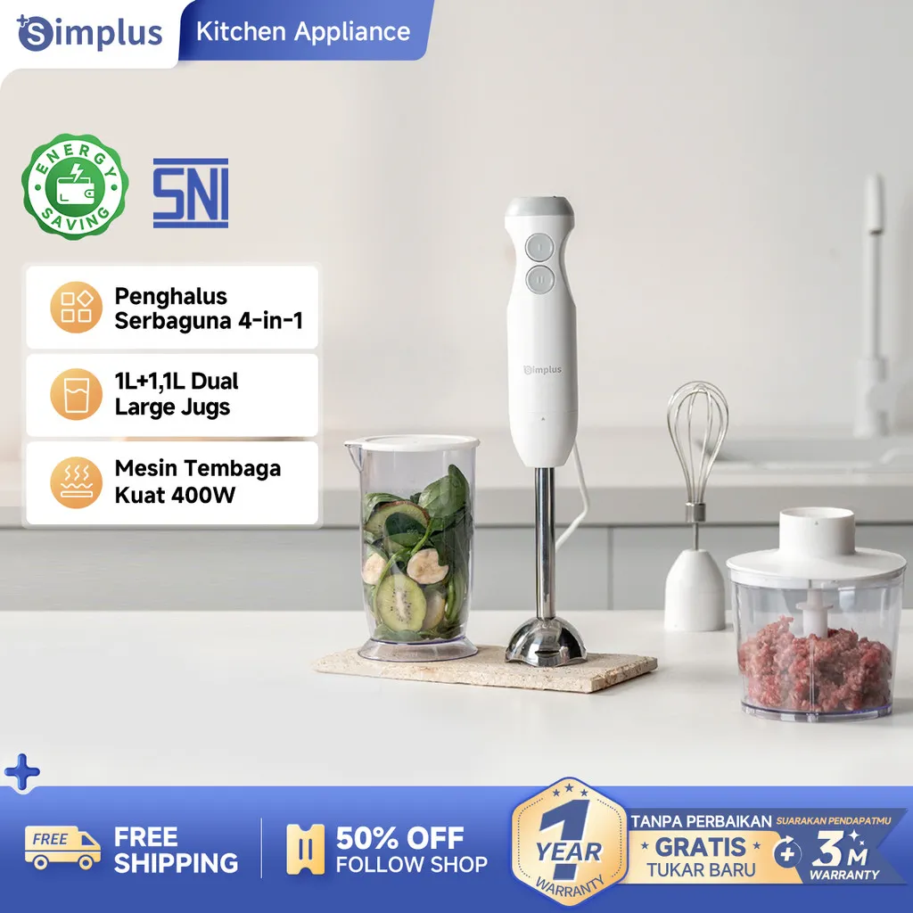 Simplus Blender Genggam Elektrik Multifungsi Pengocok Telur Serbaguna 4-in-1 Mixers