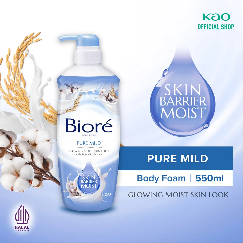 Biore Body Foam Sabun Mandi Cair Pure Mild Pump 550ml