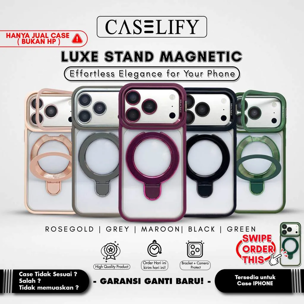 CASELIFY Luxe Stand Magnetic compatible with iphone case 11 12 13 14 15 16 17 air pro plus max magsafe