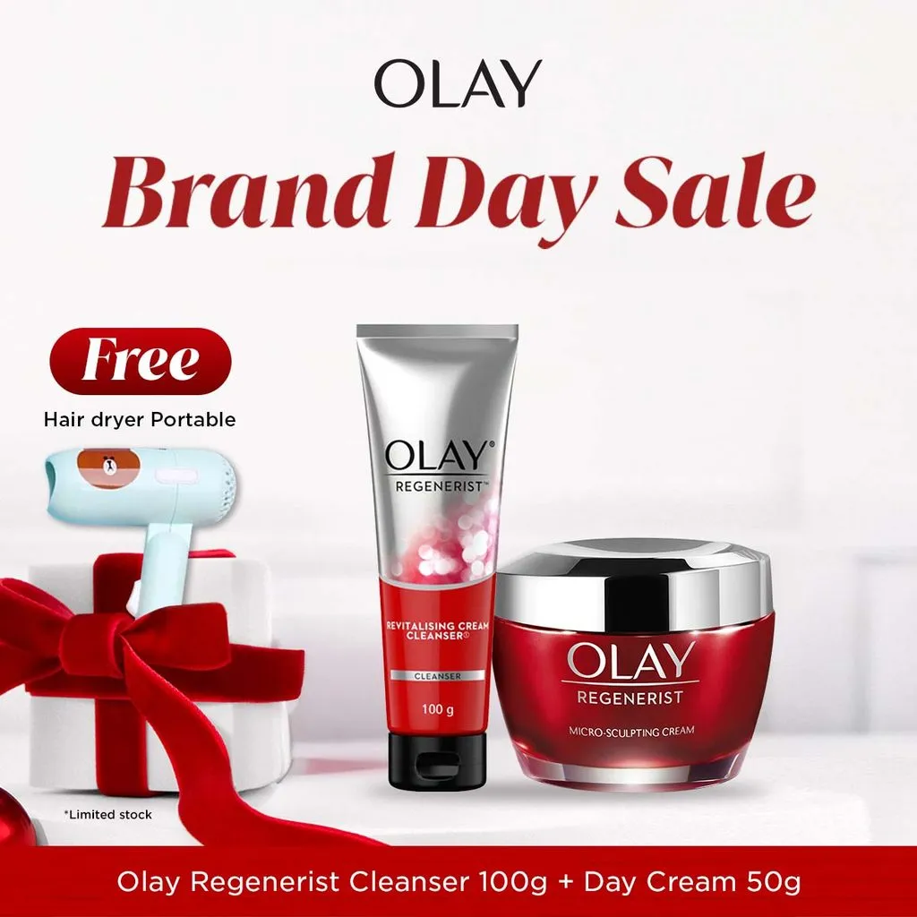 Olay Regenerist Set Ritual Krim Pelembab Pagi & Sabun Muka Niacinamide Anti Aging Skincare Tandem