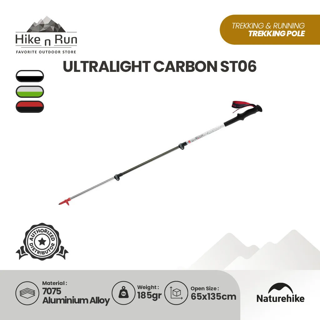 Naturehike ST06 NH17D006-D Trekking Pole Hiking Karbon Alumunium Ringan Ultralight Outdoor Tongkat Pendaki
