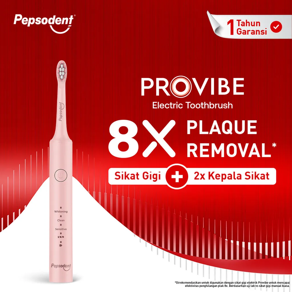 Pepsodent Provibe Sikat Gigi Electric Starter Kit Pink