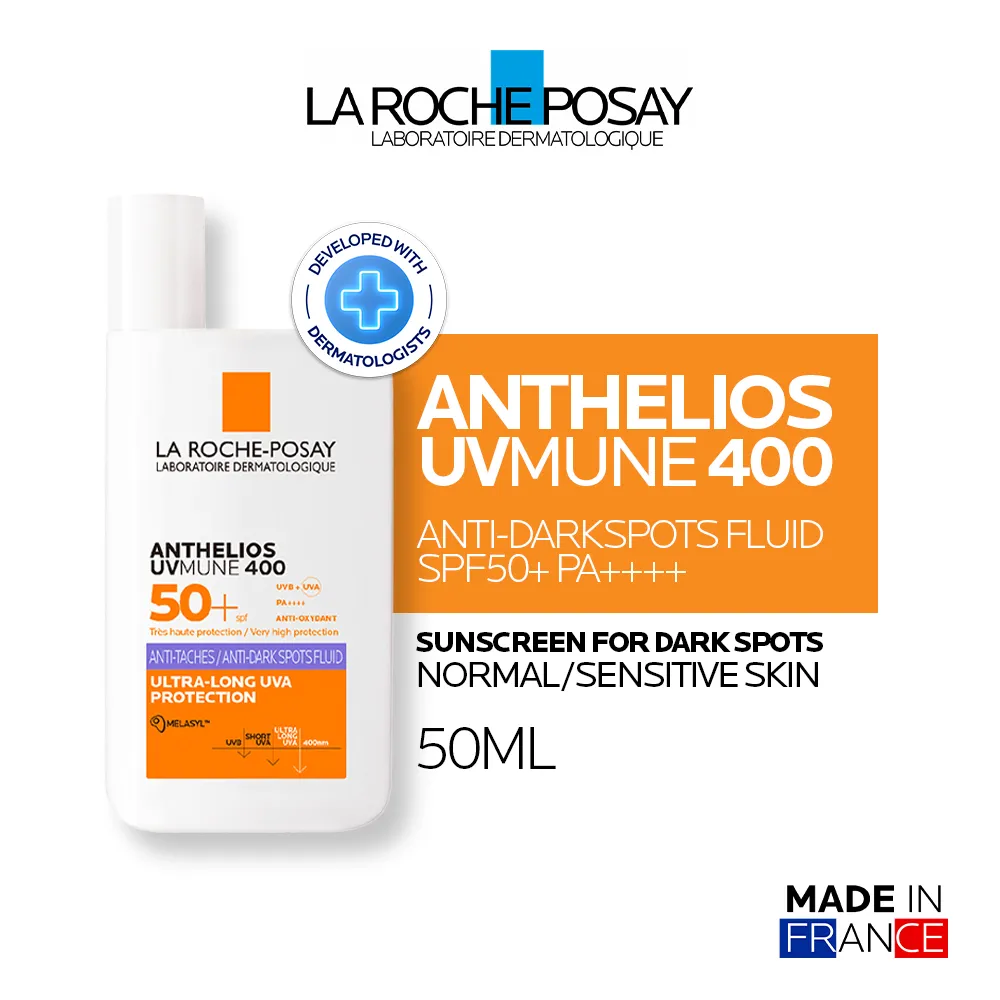 La Roche Posay Anthelios UVMune 400 Anti-Dark Spots Fluid SPF50+ PA++++ - Sunscreen Kulit Normal/Sensitive dengan Noda Hitam